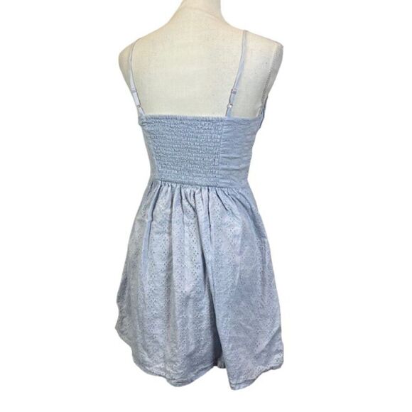 Patrons of Peace Sundress Mini Blue Eyelet Lined Elastic Back Size Small - Picture 3 of 12